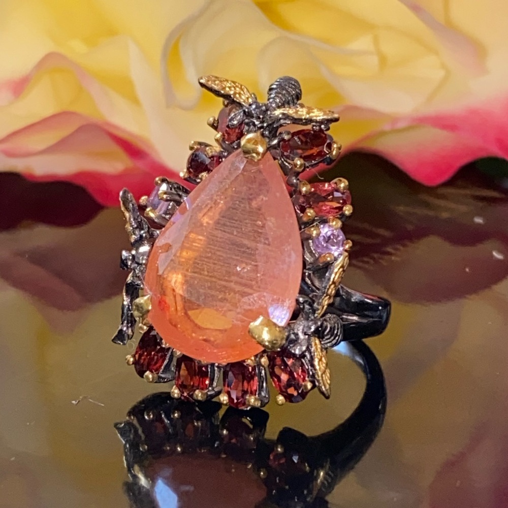 Exquisite Genuine Ruby Garnet Ring - image 1